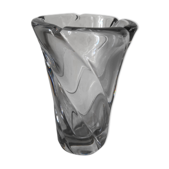 Vase Daum en cristal moulé ,années 60