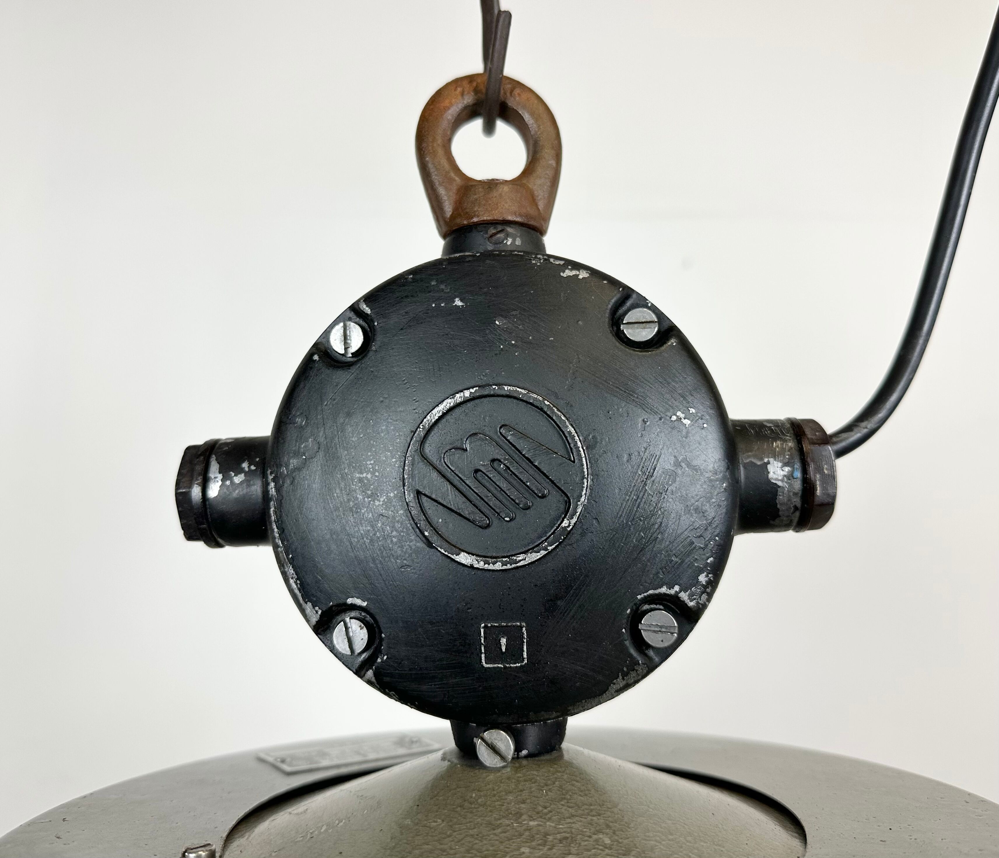 Industrial Black Enamel Factory Pendant Lamp, 1960s