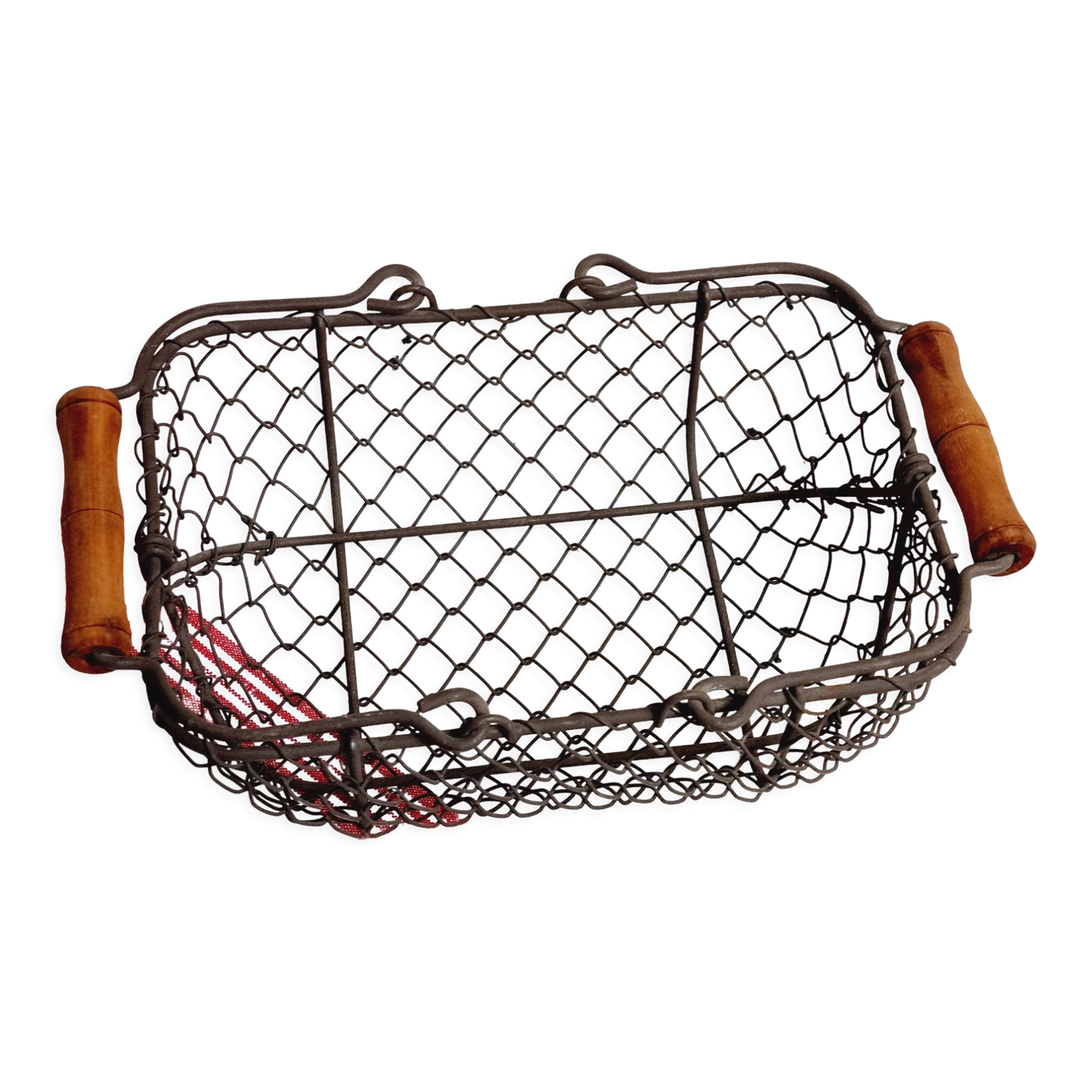 Egg basket in metal and wood
