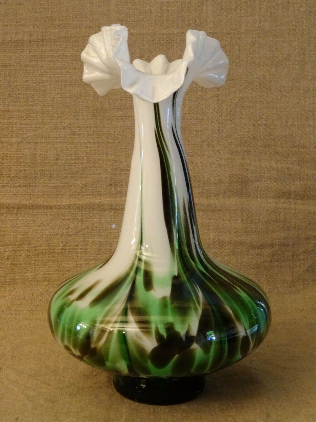 Murano scalloped colored glass decanter