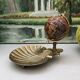 brass shell ashtray terrestrial globe
