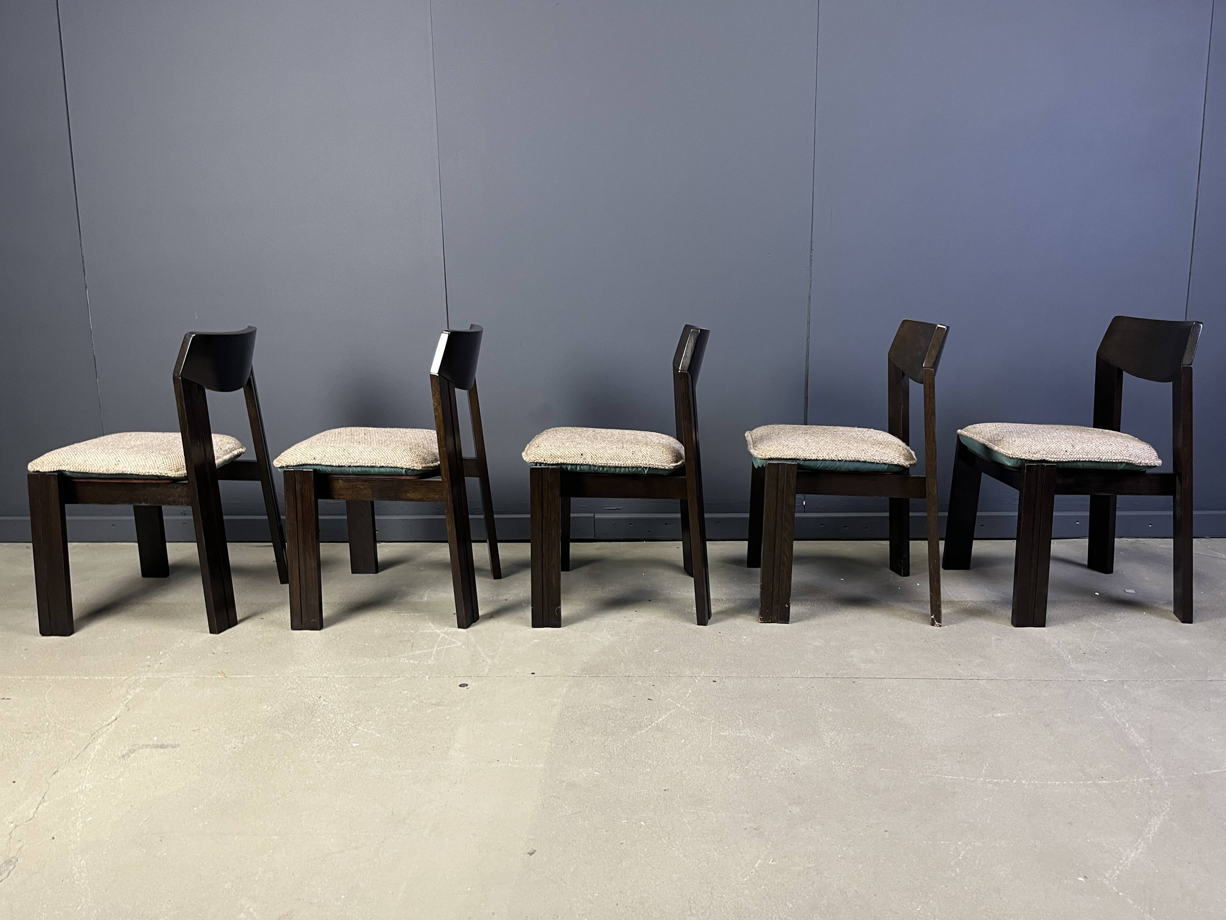 Vintage brutalist dining chairs, set of 5 - 1970s