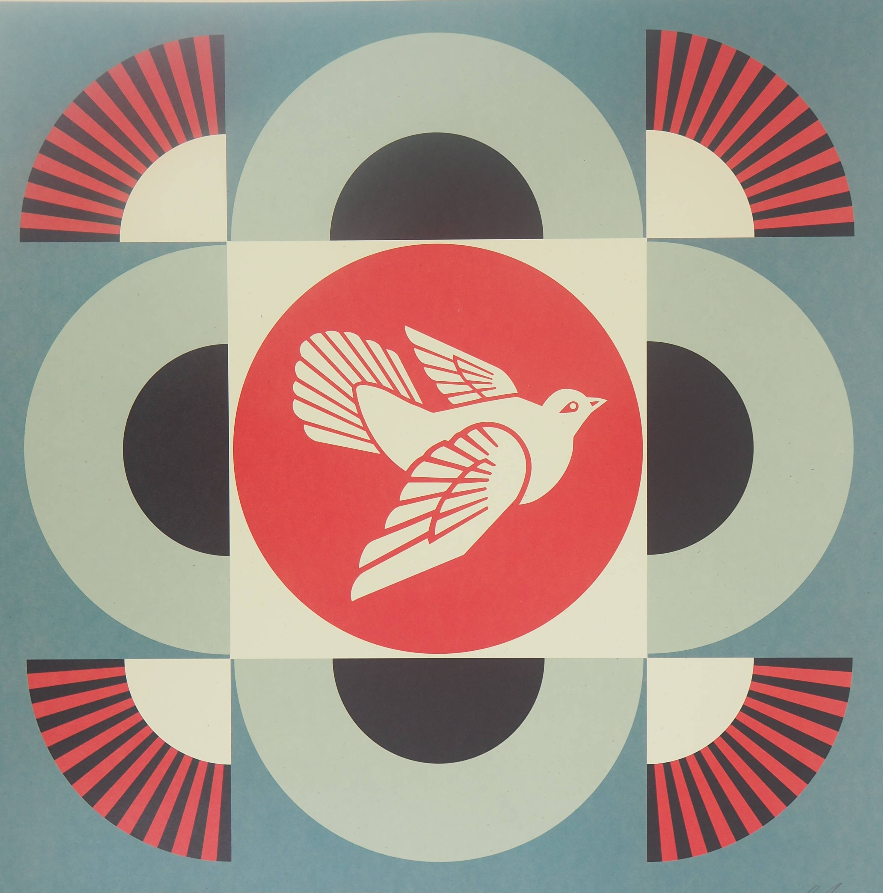Shepard Fairey (Obey Giant): Geometric Dove Blue - Signed Lithograph