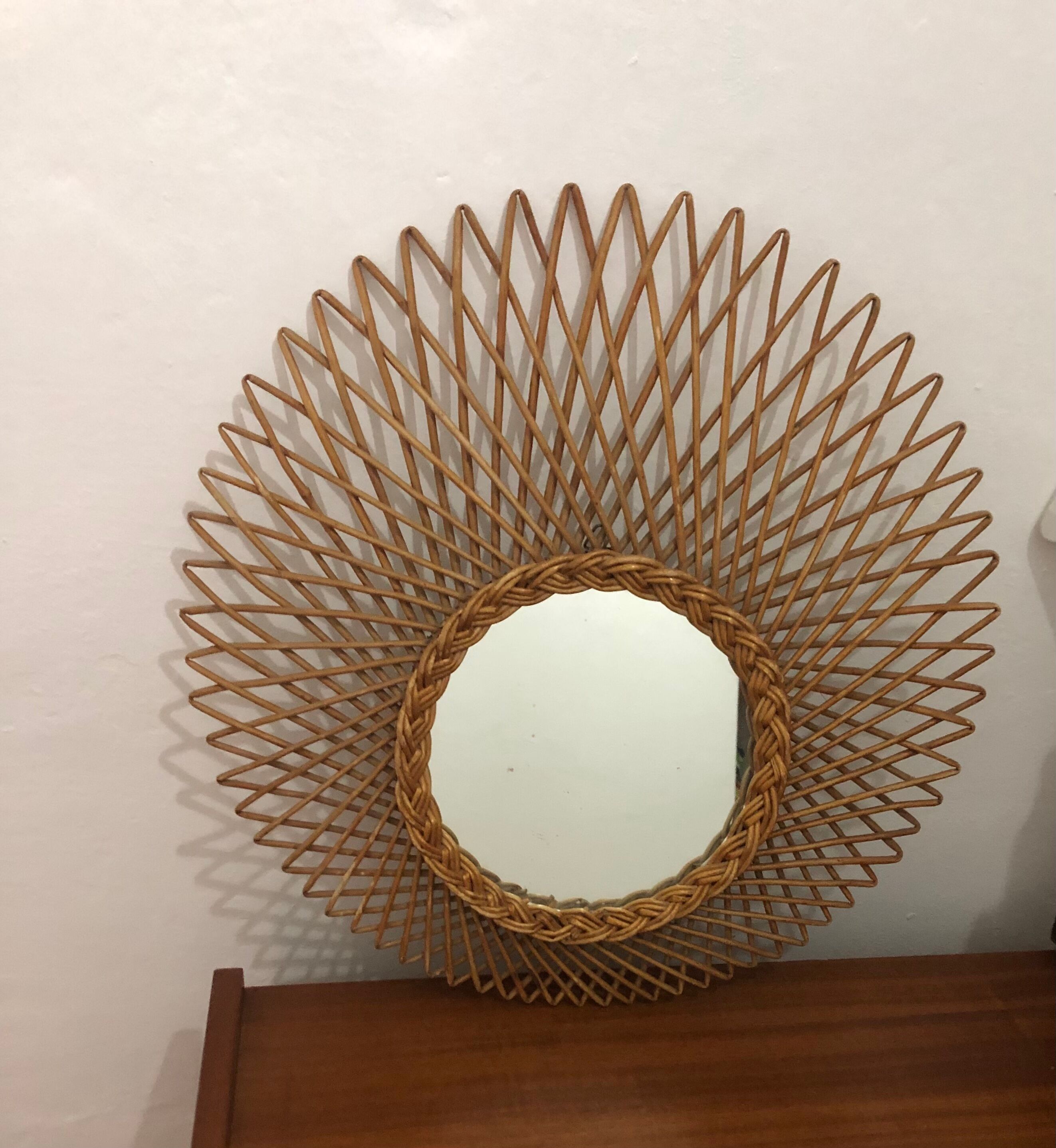 Vintage rattan mirror 60s