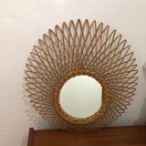 Vintage rattan mirror 60s