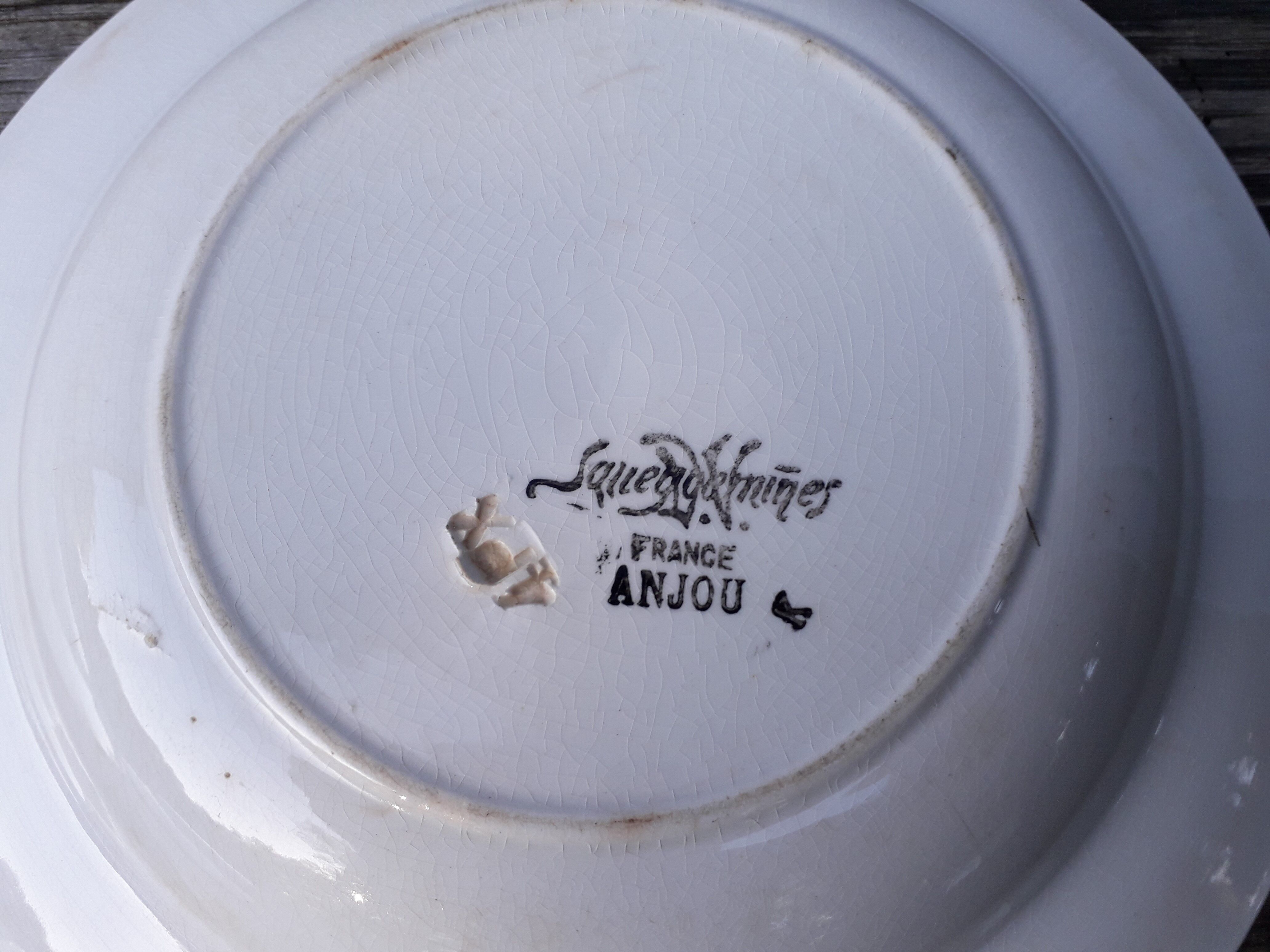 4 hollow plates sarreguemines décor anjou