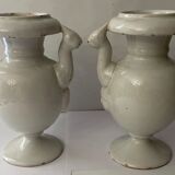 Italy Savona pair of earthenware vases floral decoration anonymous character XVIII e