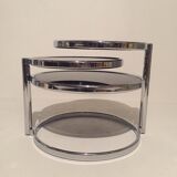 3-plate swivel coffee table in 1970s glass and chrome