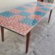 Table de ferme ancienne plateau mosaïque piètements fuselée -2m64