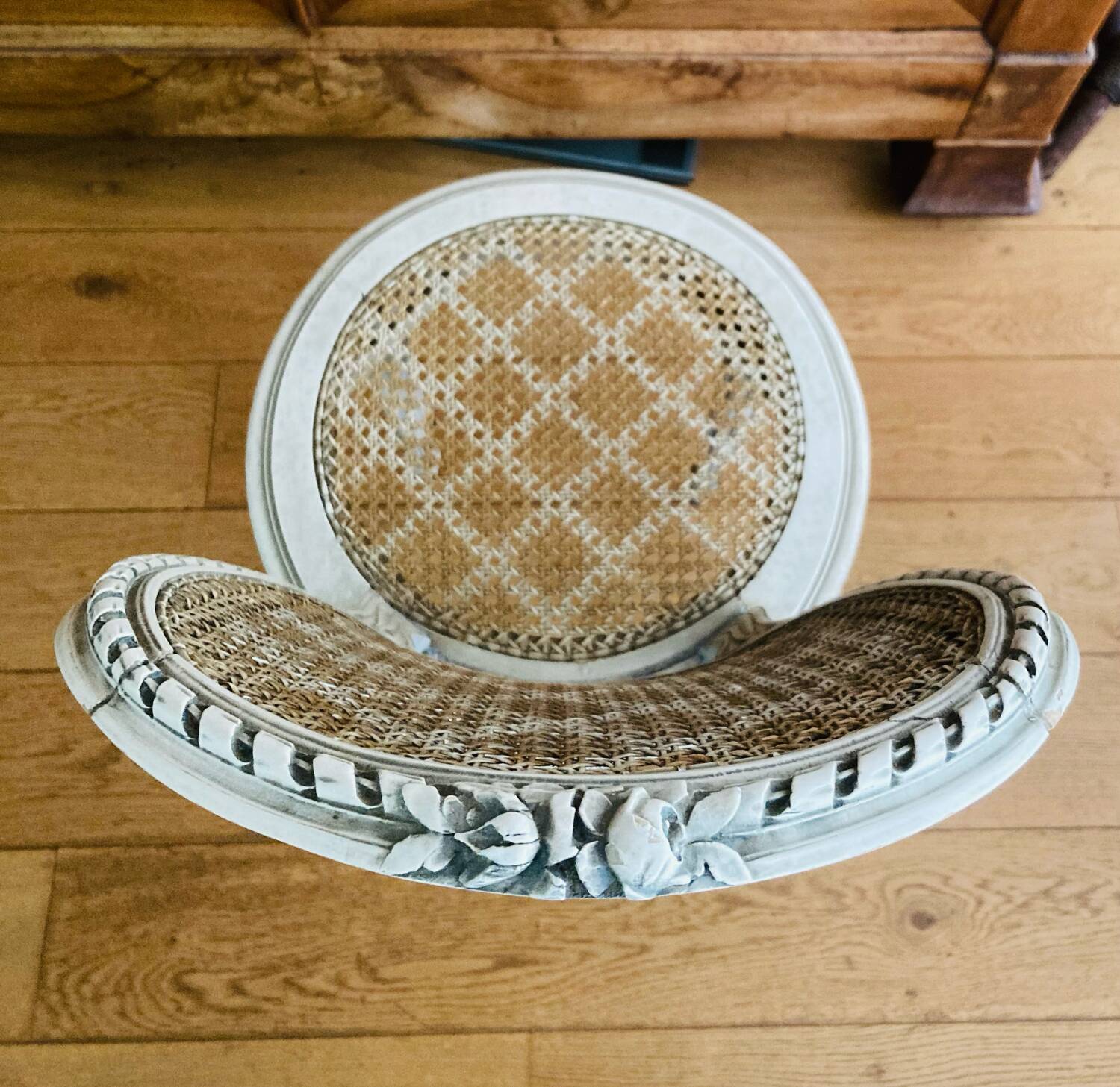 Pair of Louis XVI chairs from the late 19th century with checkerboard caning