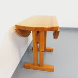 Vintage Charlotte Perriand Les Arcs round pine dining table from the 60s 70s