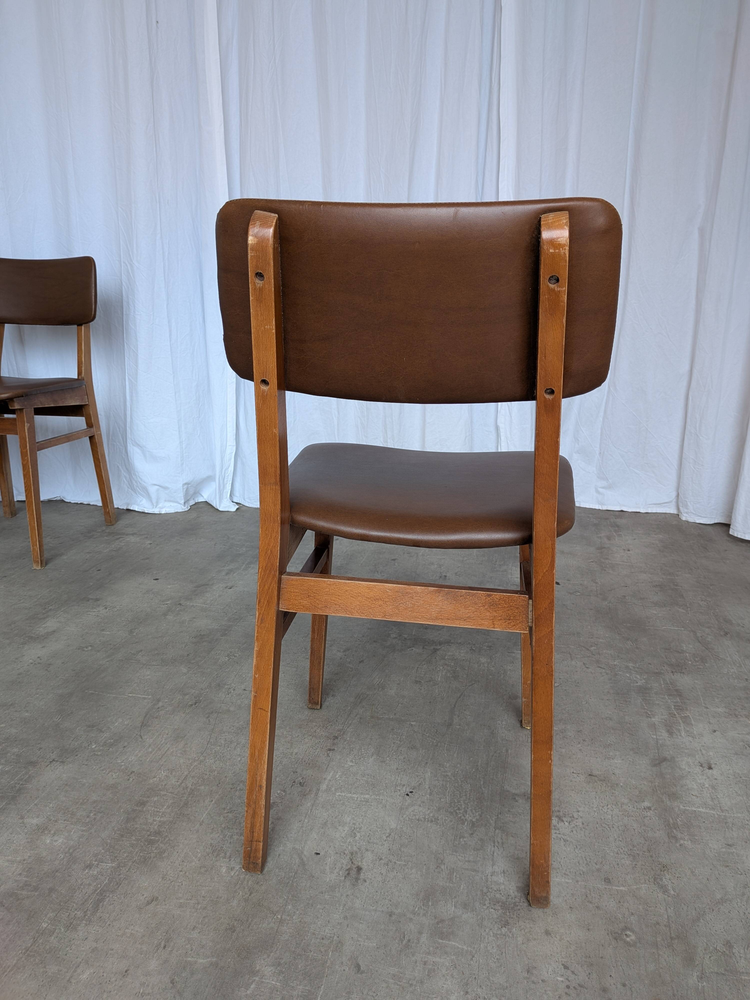 Vintage STOL Kamnik Dining Chair: 1970s Yugoslavian Mid-Century Leather Bis