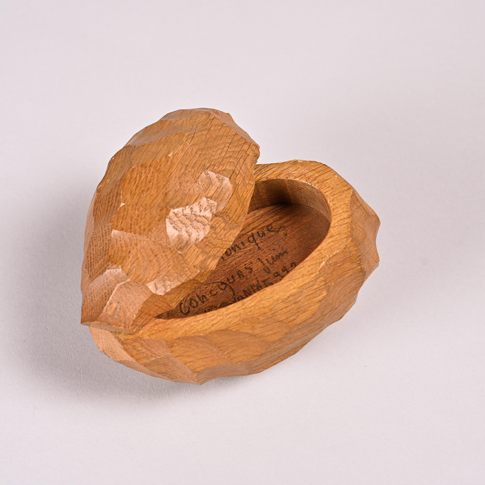 Carved box with a chisel in solid wood, France, around 1960.