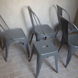 Suite Tolix chaises et tabouret 30-60