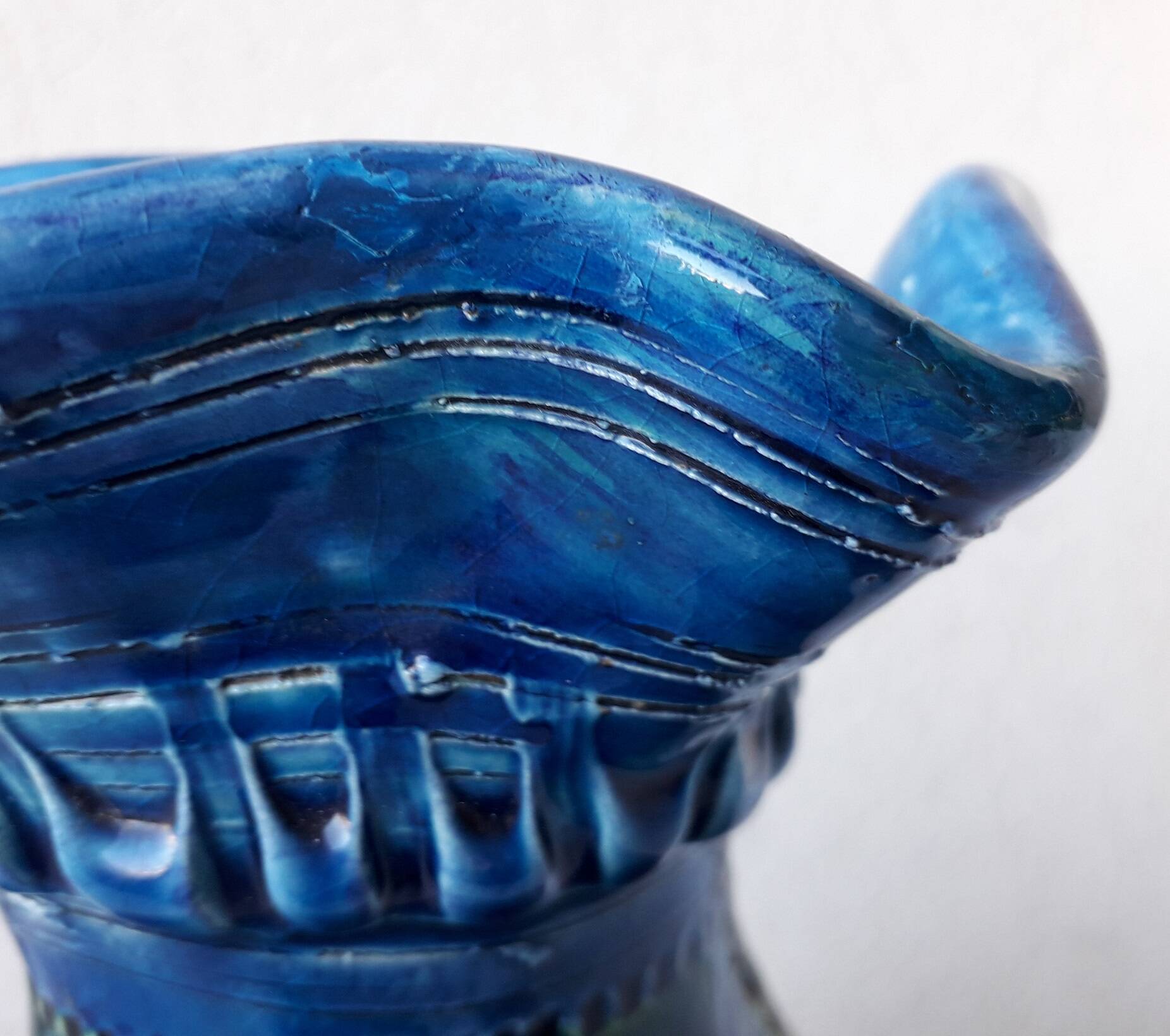 Blue ceramic pitcher Aldo Londi