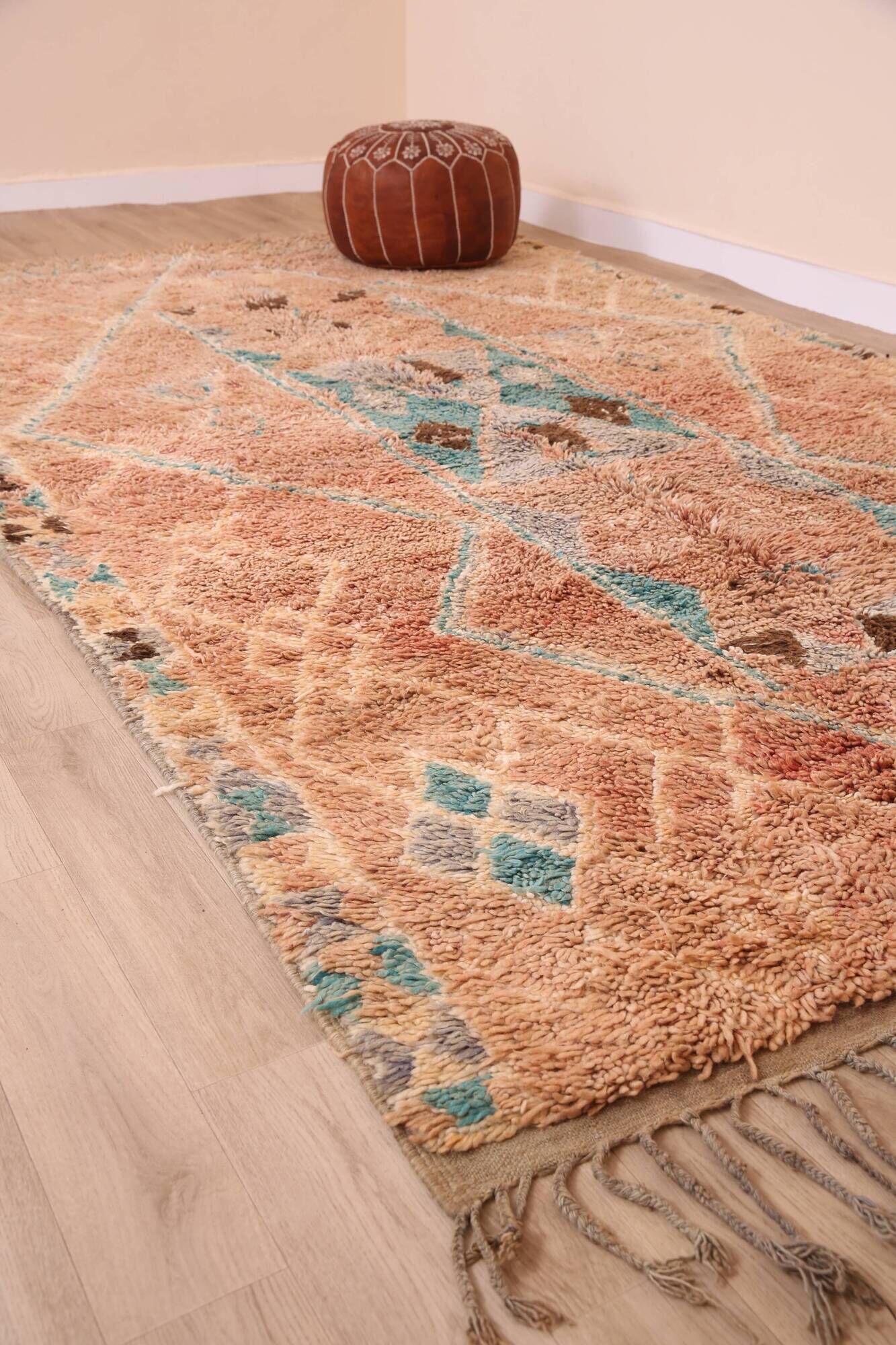 Terracotta Vintage Moroccan Rug 192 x 322 cm, Berber Handmade Wool Rug Boho