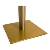 Square bistro table with solid walnut top and brass base