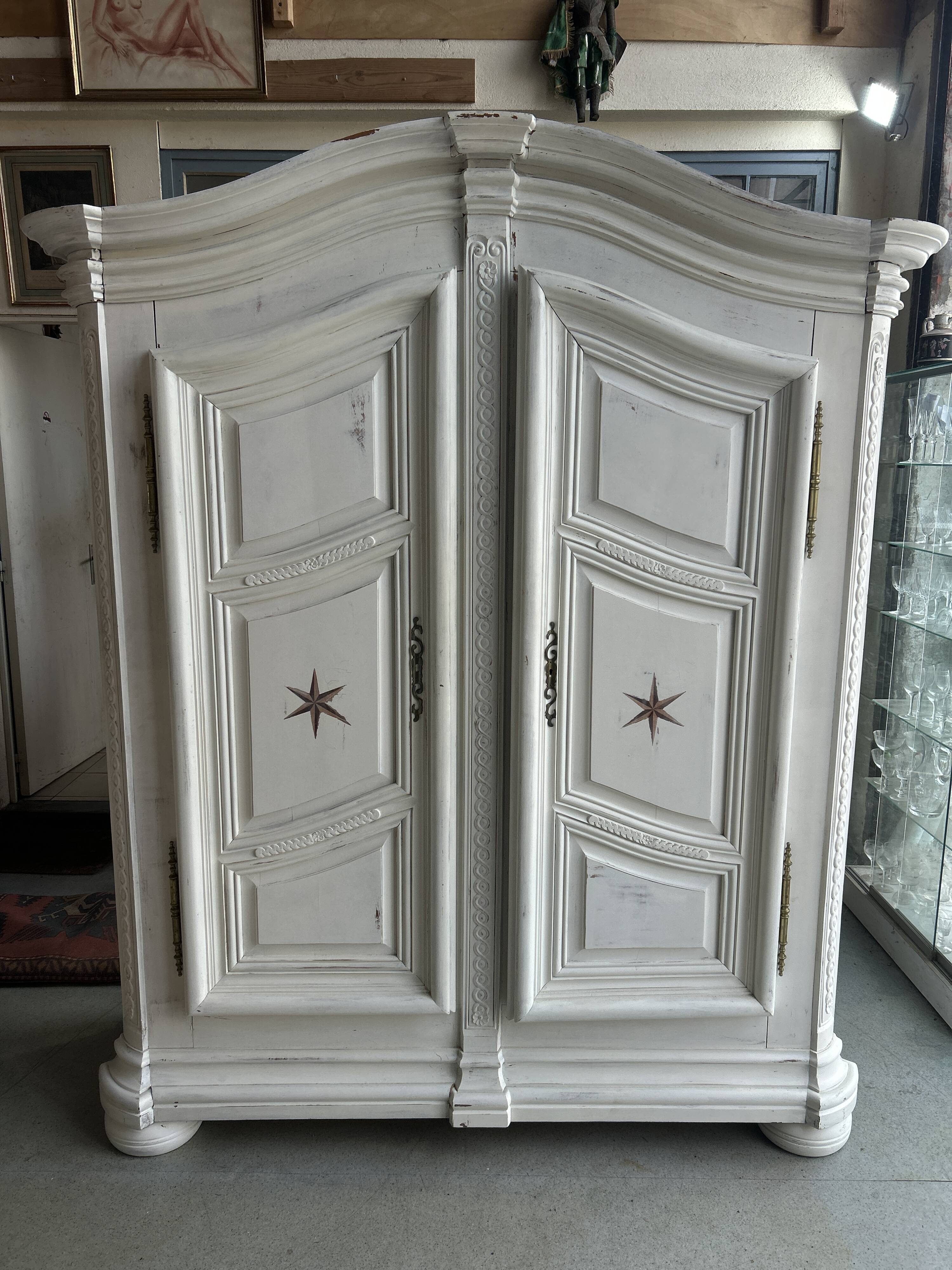 Two-door painted wardrobe, Louis XIV style, Alsatian regional work.