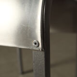 Set of six postmodernist stainless steel dining chairs from circa 1980-1990.