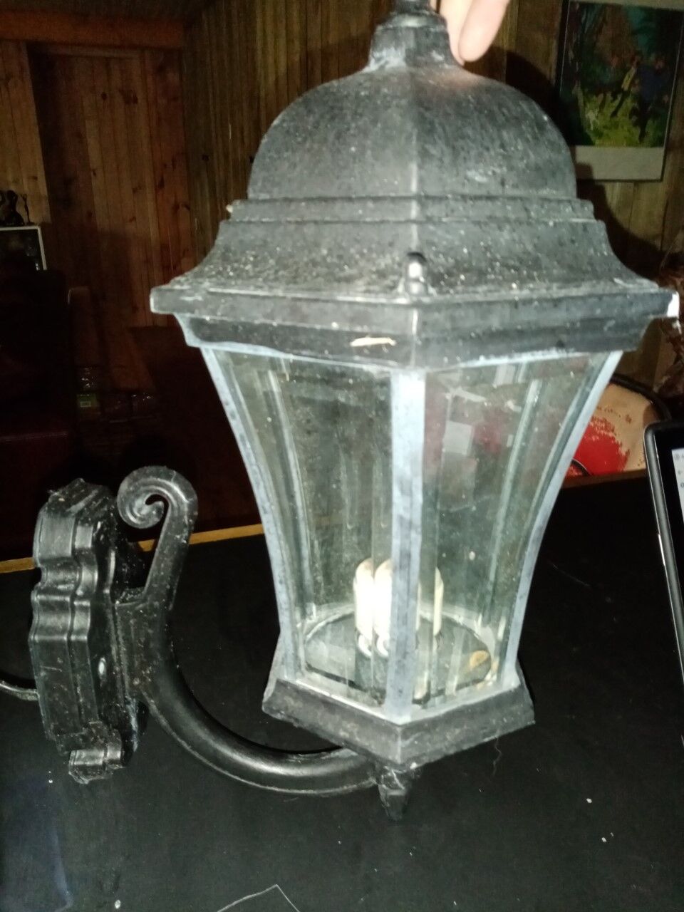 Outdoor wall lantern vintage cast aluminum