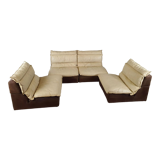 Modular sofa in leather and suede