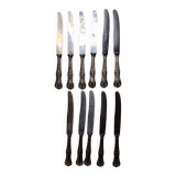 Lot de 11 couteaux pied en argent lame en métal inoxydable coquillage