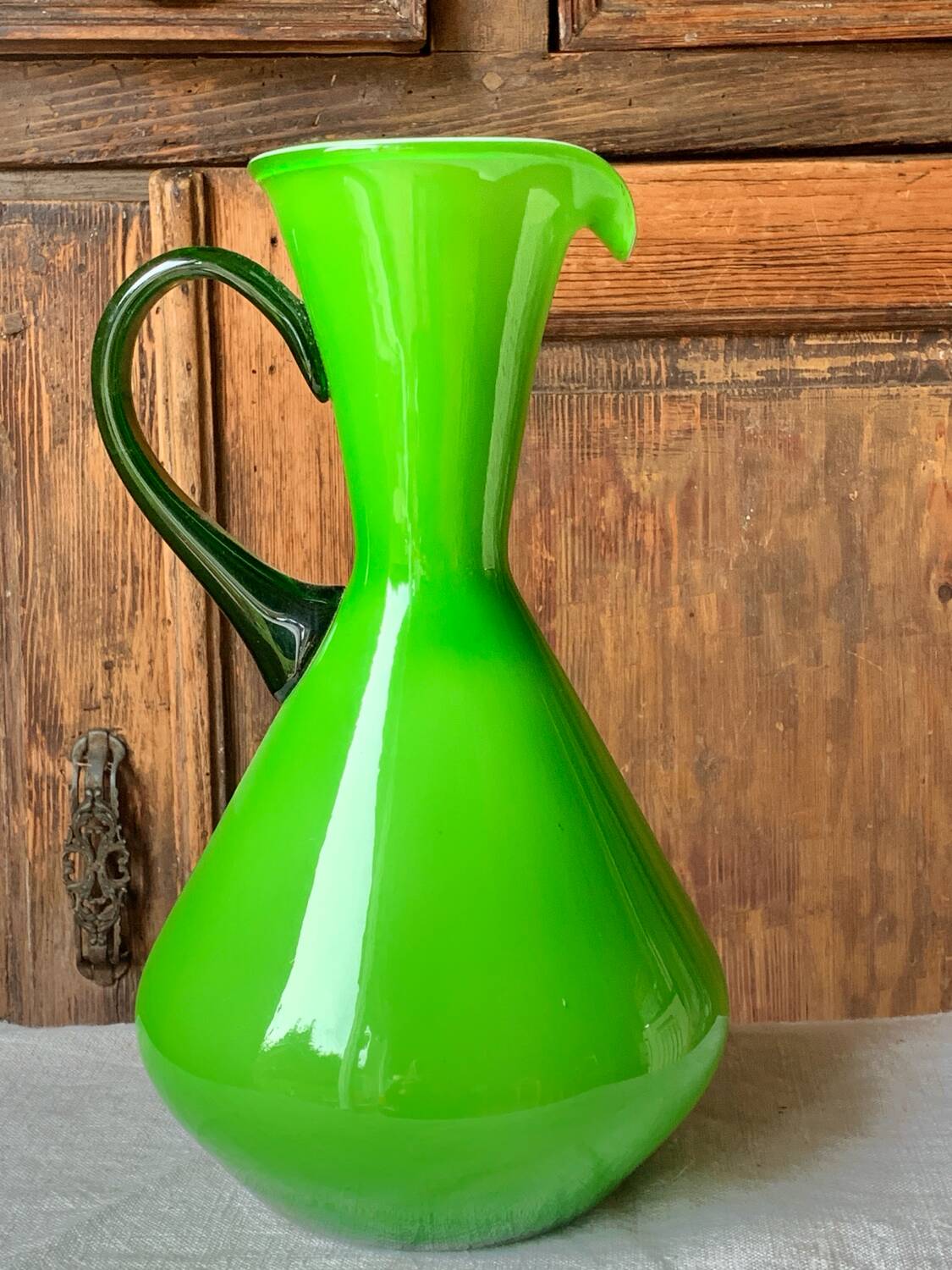 Empoli glass vase/carafe/ewer, 1960s