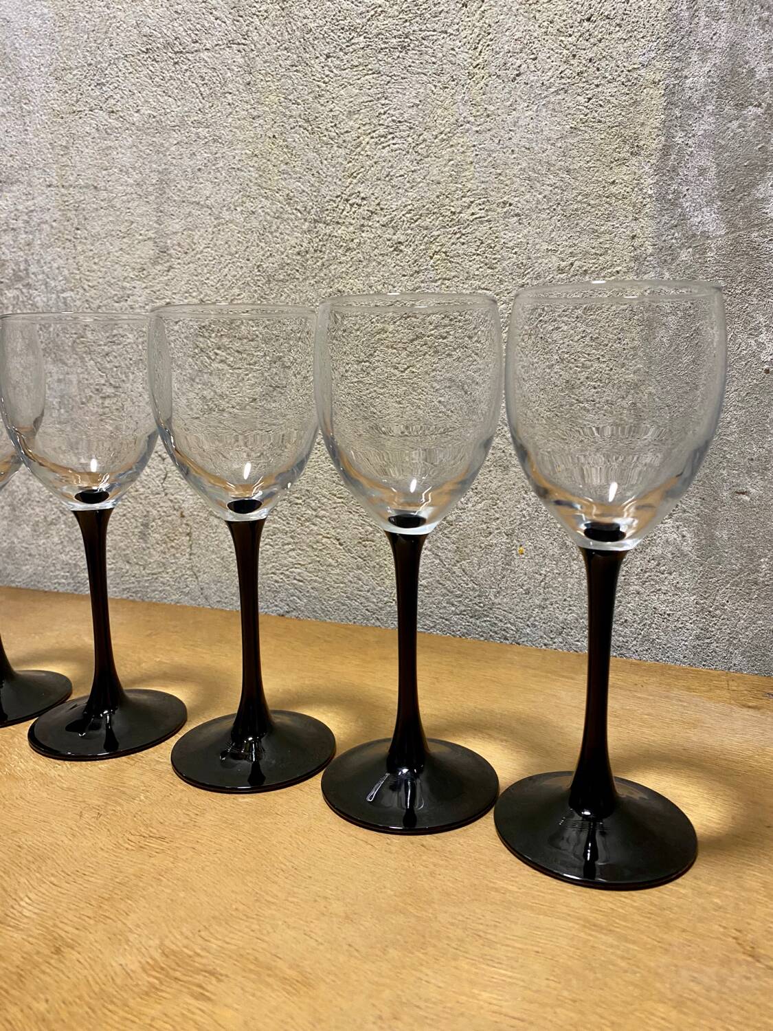 6 80's black and white stemmed glasses