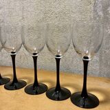 6 80's black and white stemmed glasses