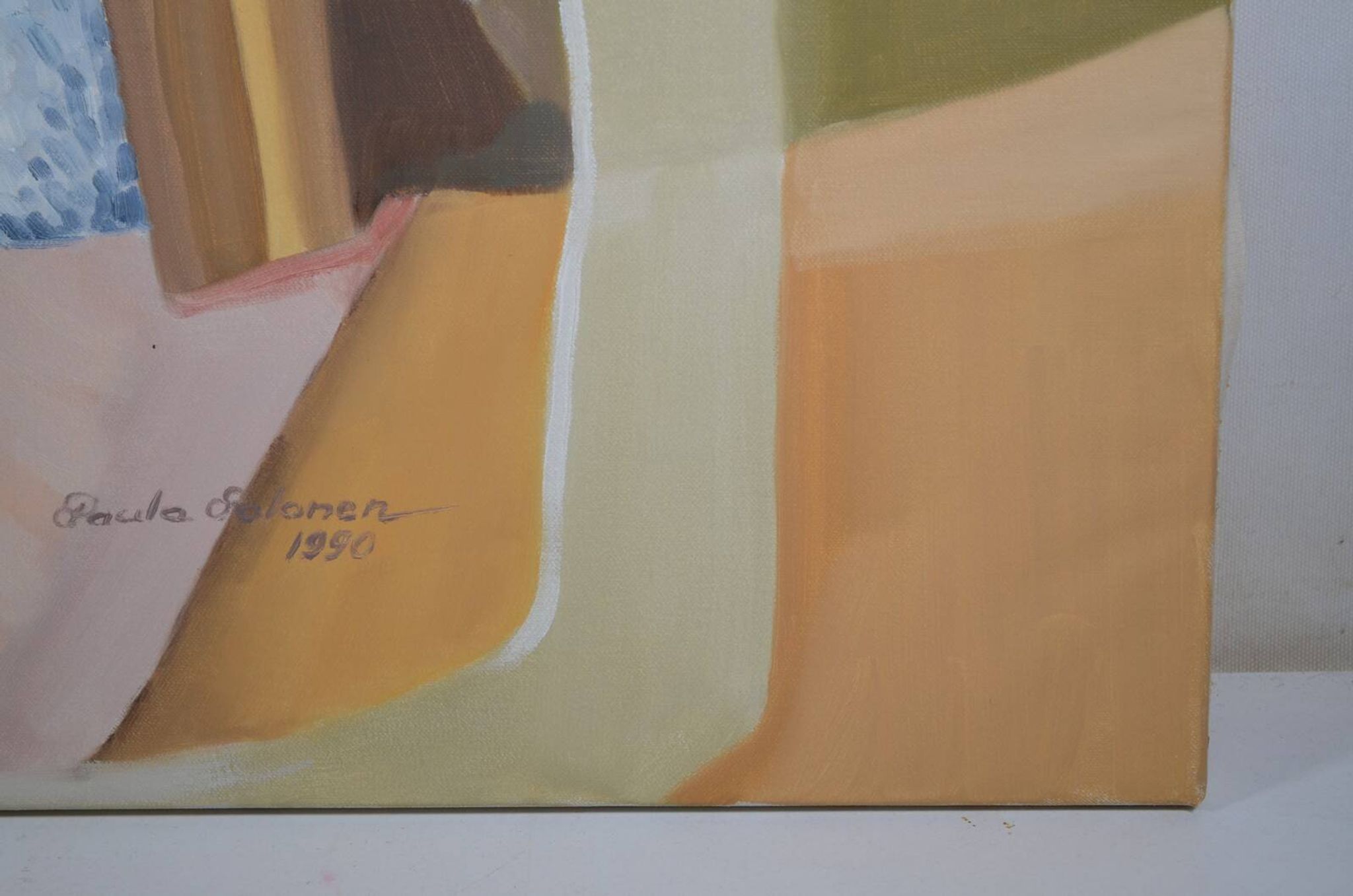 Huile sur toile, nature morte aux coraux, Paula Salonen, 1990