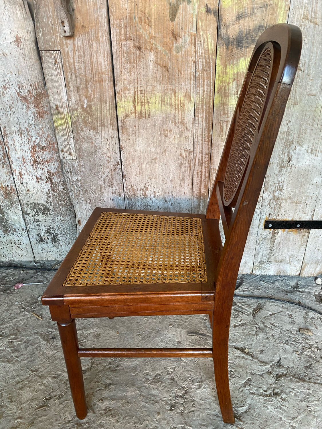 4 chaises anciennes style Louis XVI en bois et cannage, XIXème s.