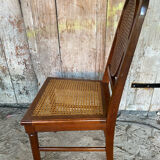 4 chaises anciennes style Louis XVI en bois et cannage, XIXème s.