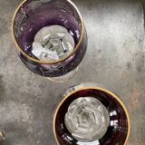 2 large cut and coloured Bohemian crystal glasses