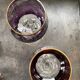 2 large cut and coloured Bohemian crystal glasses