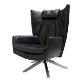 Design On Stock black leather Maua swivel chair