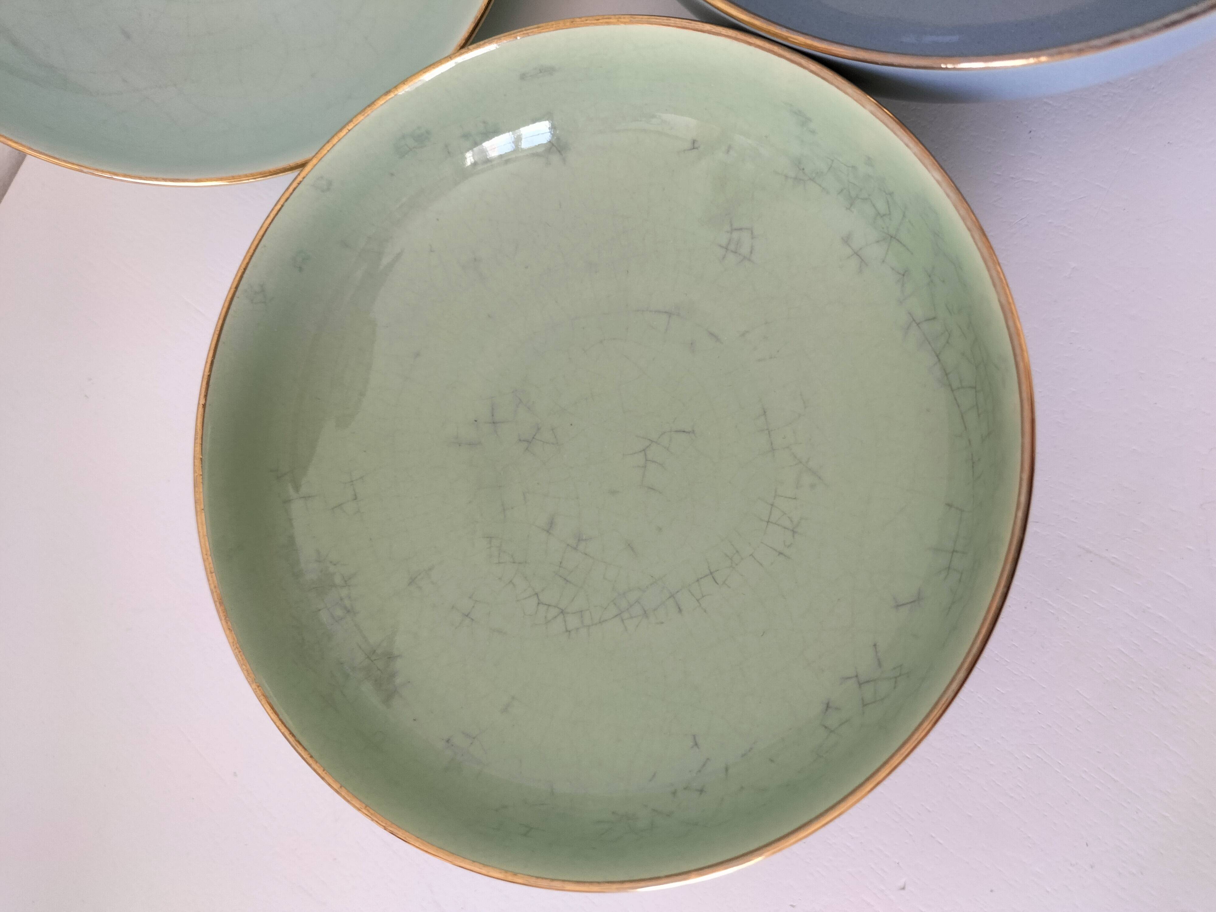 Three vintage pastel bowls