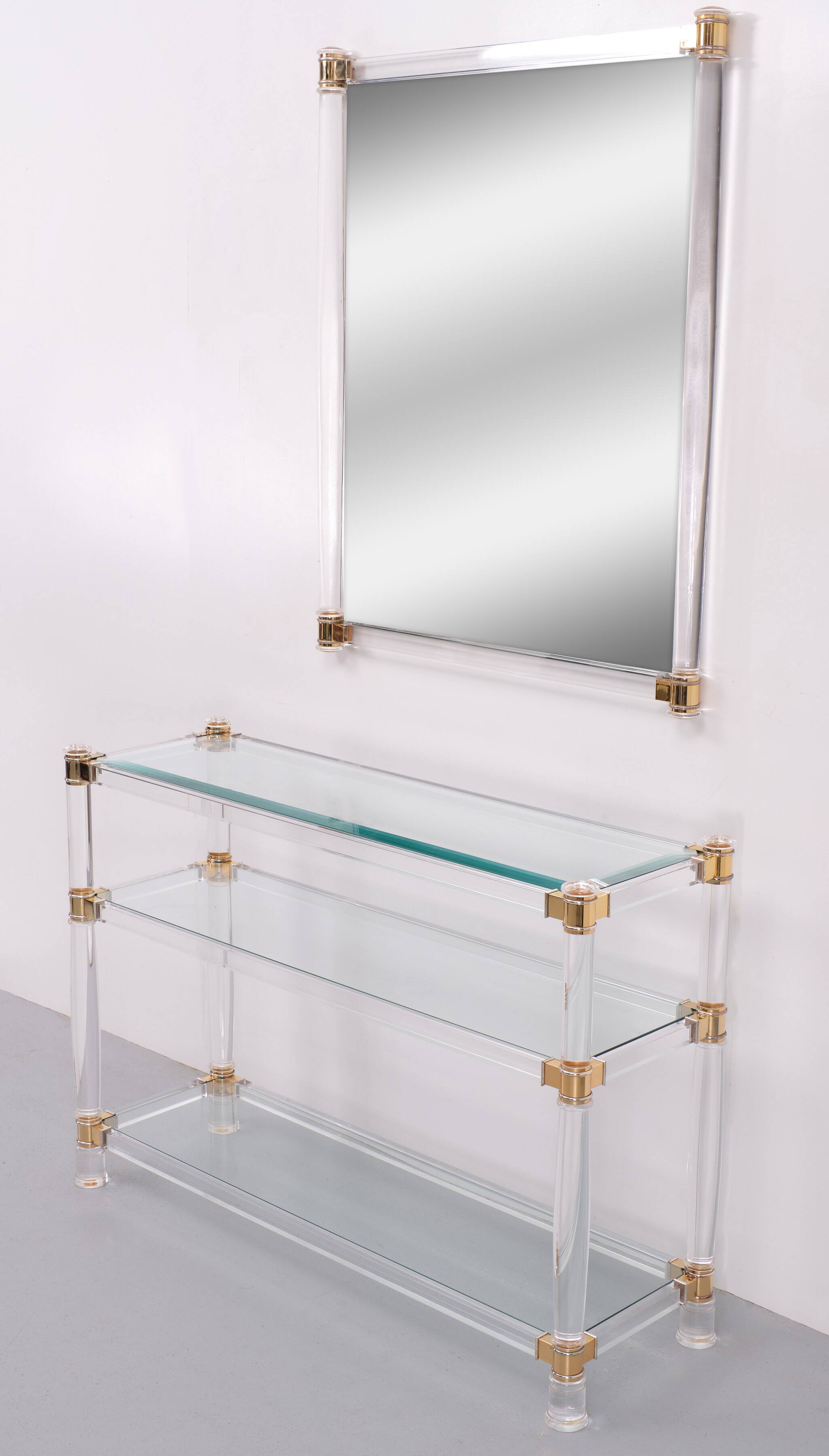 Console Hollywood Regency Lucite années 1970 France