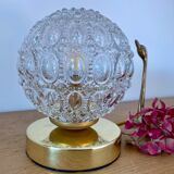 Vintage globe table lamp in molded glass
