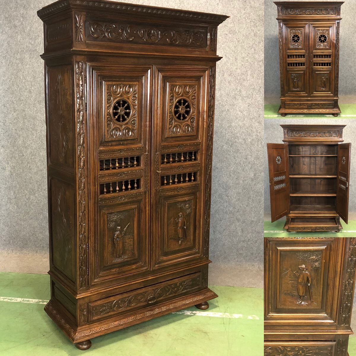 Armoire de chambre bretonne en châtaignier début XXème Selency