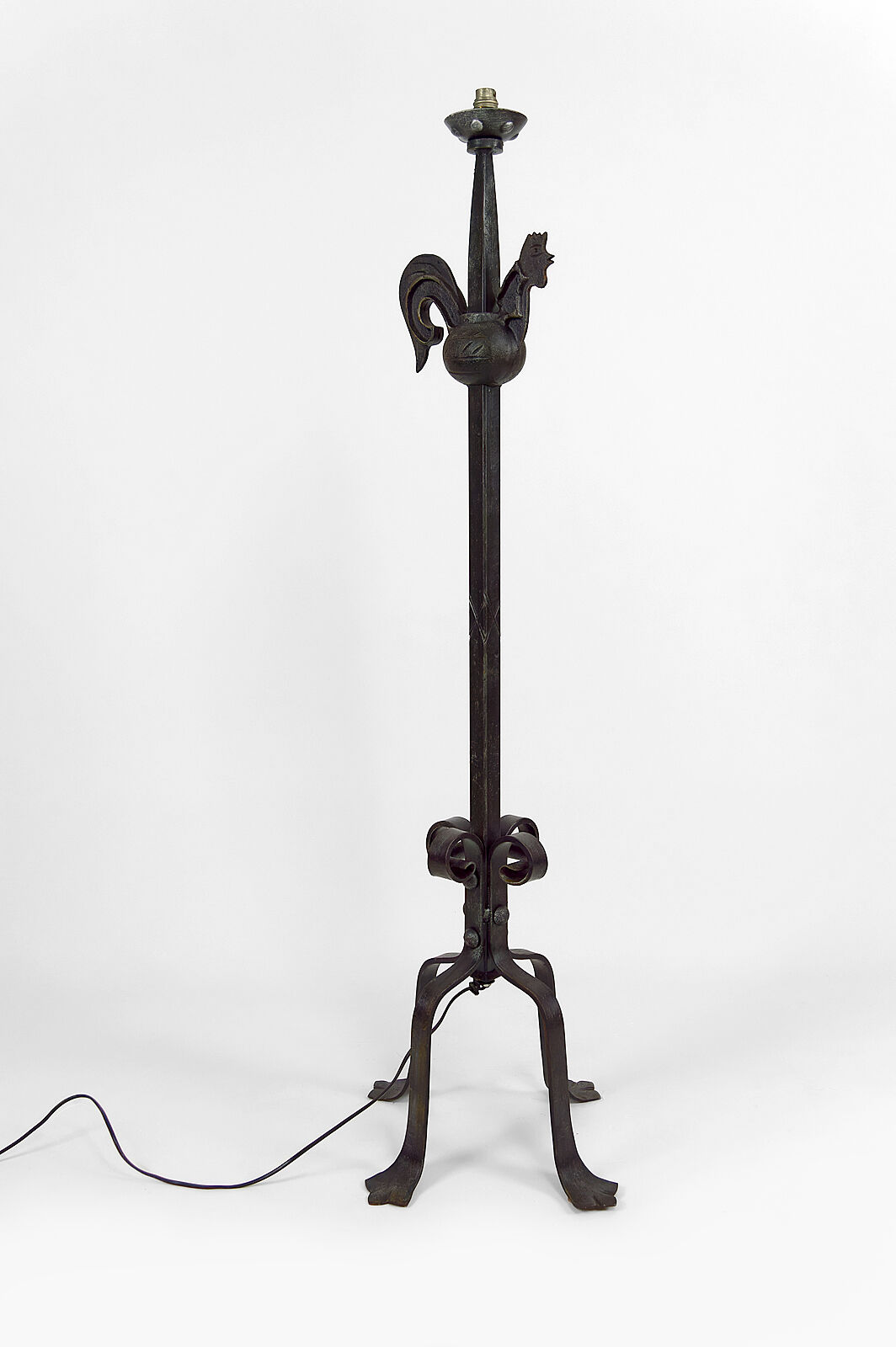 Floor lamp with wrought iron rooster by Jean Touret for the Ateliers Marolles, circa 1950