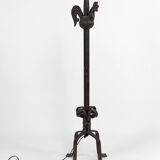 Lampadaire au coq en fer forgé par Jean Touret pour les Ateliers Marolles, circa 1950