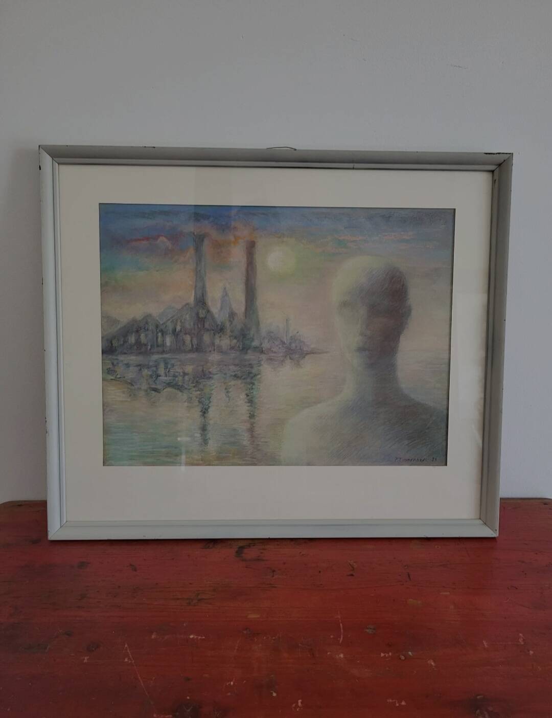 Pastel tekening, titel de Bewustwording, kunstenaar P. Timmermans, Belgium