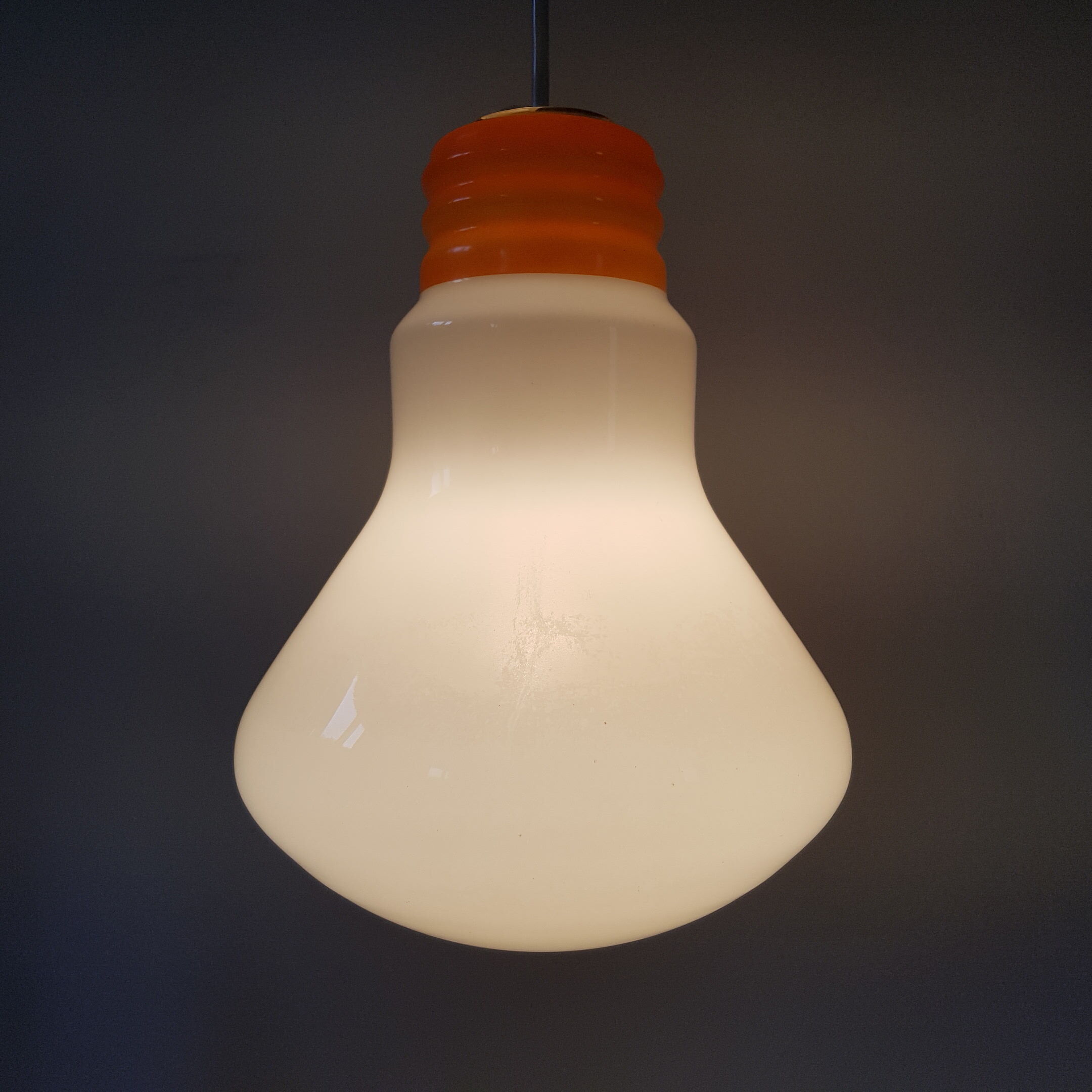 Light bulb with opaque glass hanging lamp