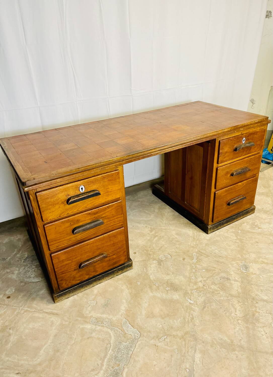 Wooden desk with pedestals