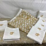 Vintage tablecloth and monogram napkins