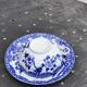 Coffee service composed of 17 pieces, in blue and white porcelain, cherry blossom patterns