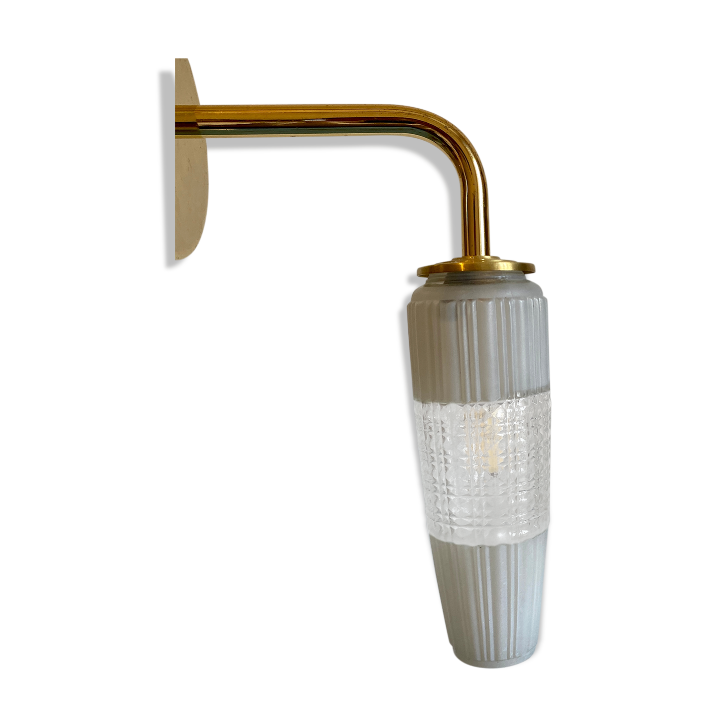 Vintage tulip applique in white and transparent glass