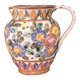 "Cérart Monaco" ceramic pitcher, signed — colorful floral decoration