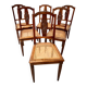 Set of six Art Deco chairs in solid walnut, 20th century.
