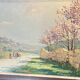 Landscape painting view from the village of Les Angles, Gard, Avignon, Hurard 1887-1956
